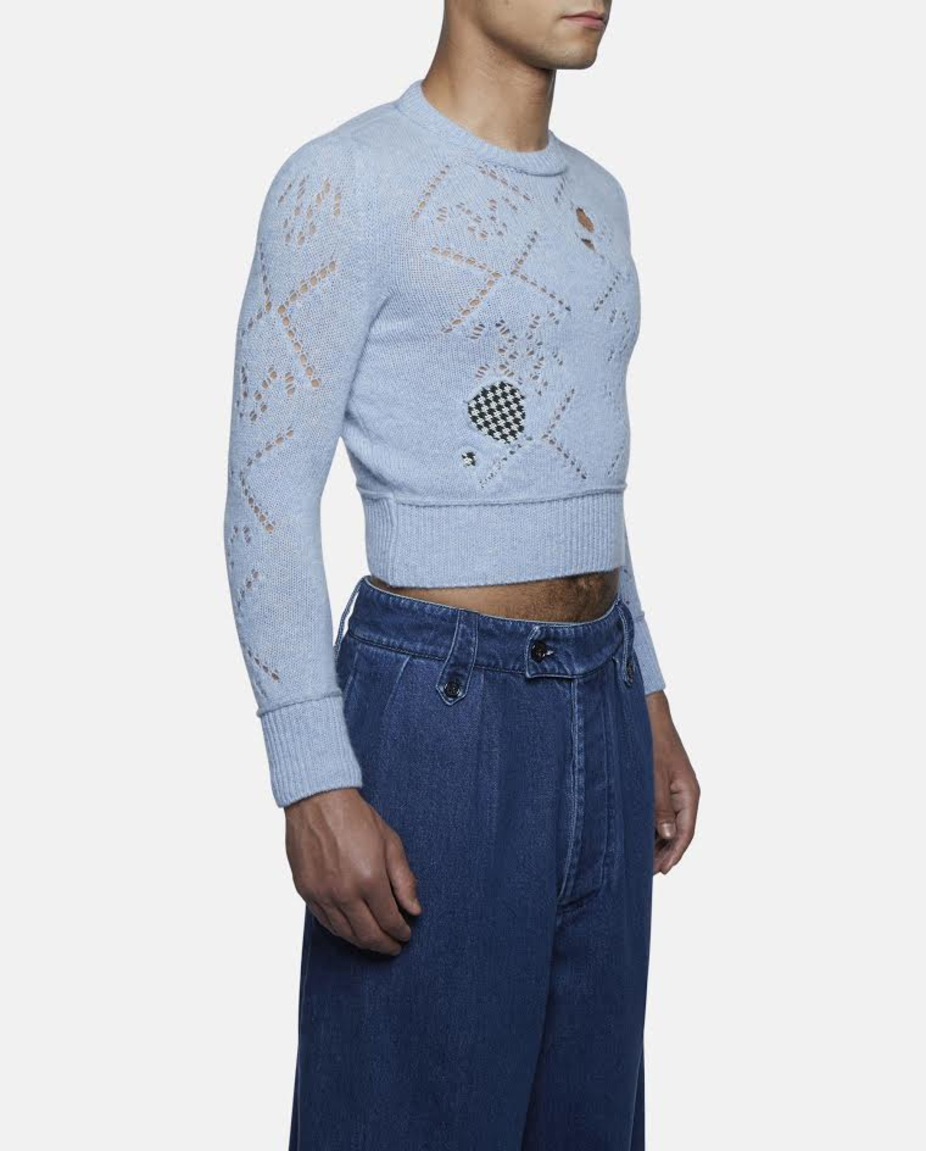 Raf simons Blue 'destroyed' Cropped Roundneck Sweater in Blue for ...